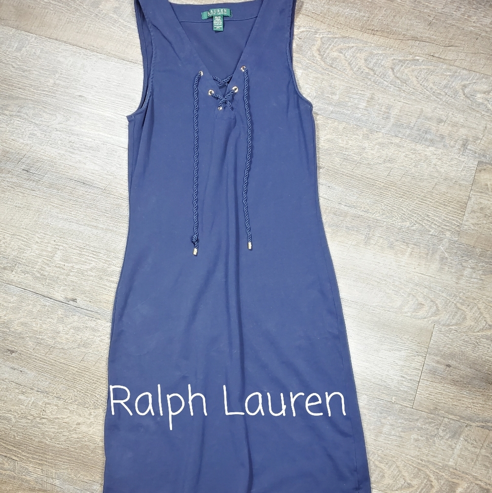 RALPH LAUREN NAVY COTTON JUMPER, SIZE XS